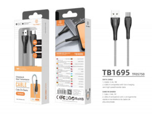 Mobiiltelefoni laadija juhe USB Type-C, must-hõbe
